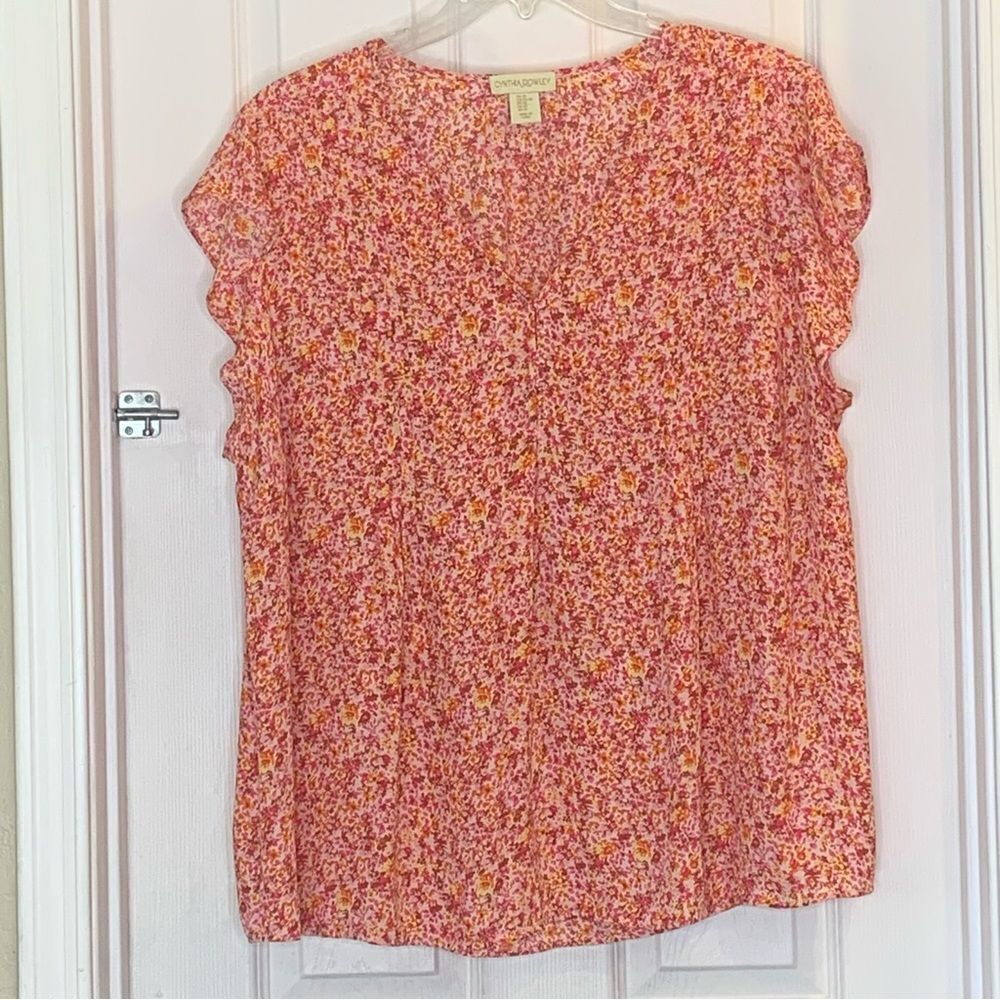 Cynthia Rowley Floral Top Ruffle Sleeve Size 2X